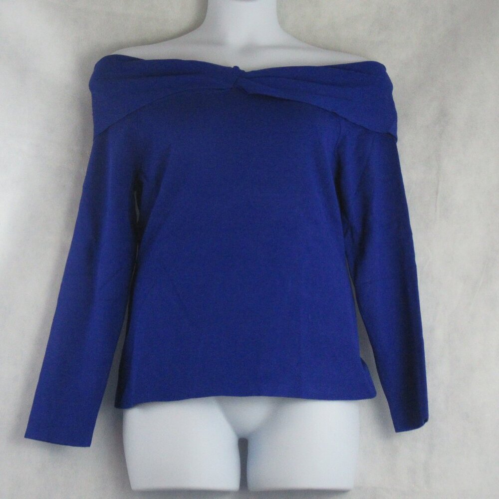 INC International Concepts Women's Twist Off-The-Shoulder Sweater, Blue, XL